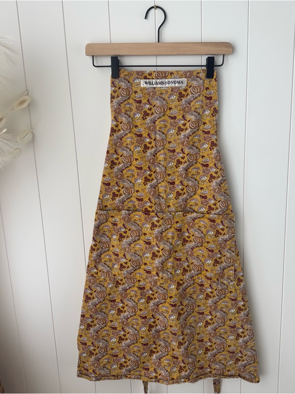 Williams Sonoma Yellow Floral Pumpkin Fall Autumn Cotton Adult Apron‎